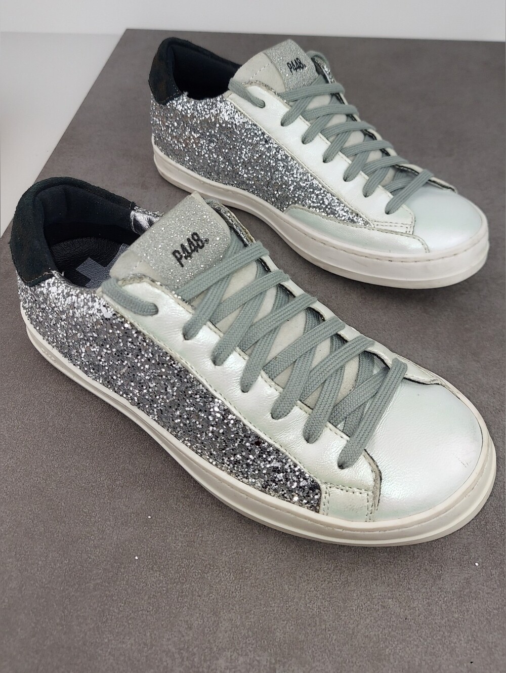 P448 John Ginevra White Silver Glitter Sneakers 36 - Picture 7 of 15